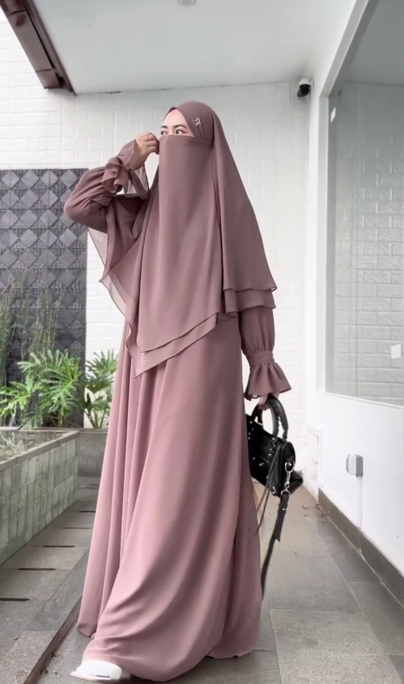 Asma Ferace ve Tesettür İkili Takım (Pembe) 4098