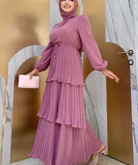 Etekli elbise 3497 pembe