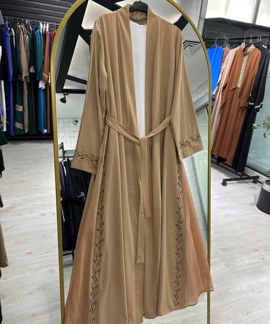 Lilas" Yazlık Resmi Abaya Takımı (Bej)