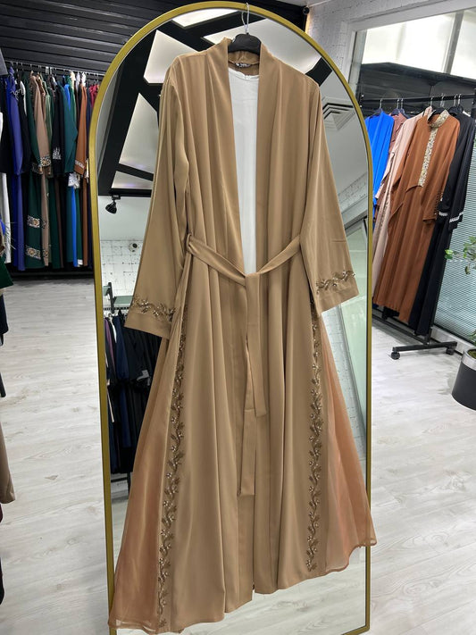 Lilas" Yazlık Resmi Abaya Takımı (Bej)