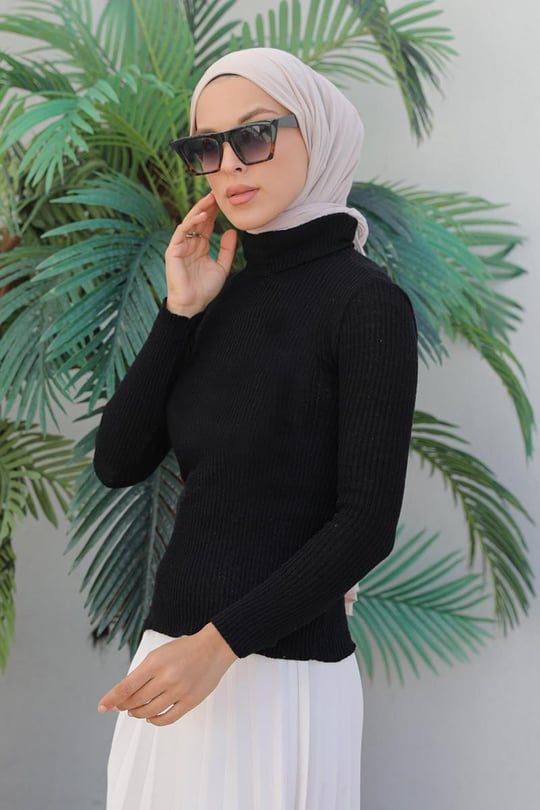Siyah Standart Beden Triko Bluz