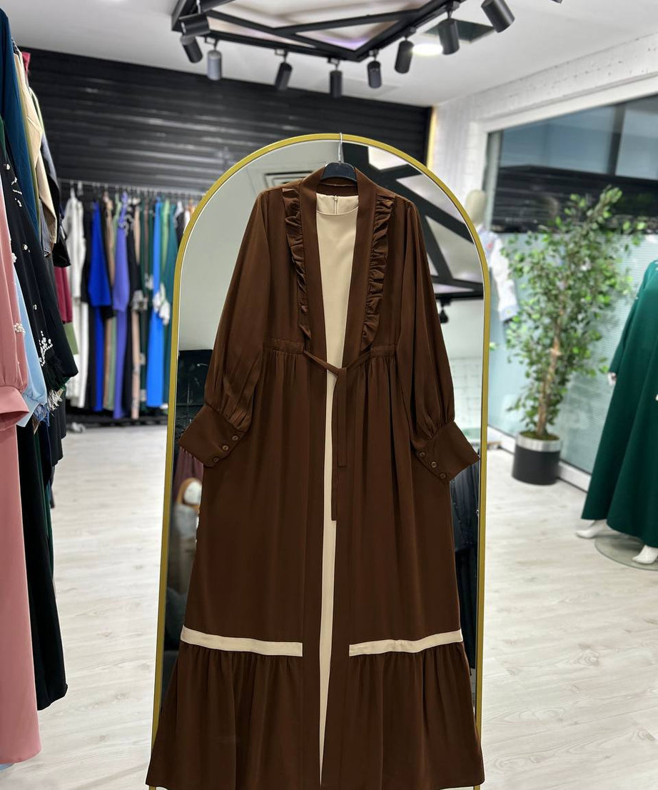 Taghreed Abaya Yazlık Resmi (Kahverengi / Bej)
