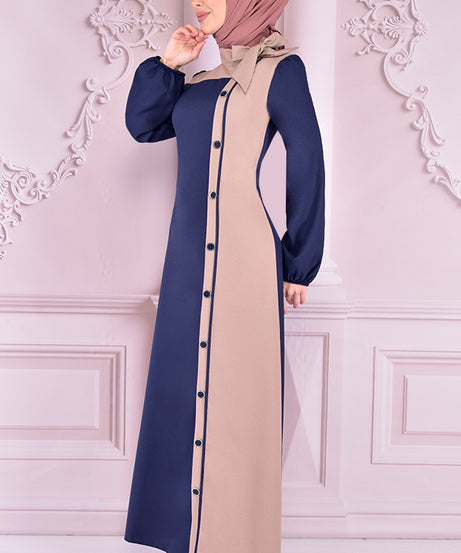 Düğmeli Elbise (İndigo) ASM2460