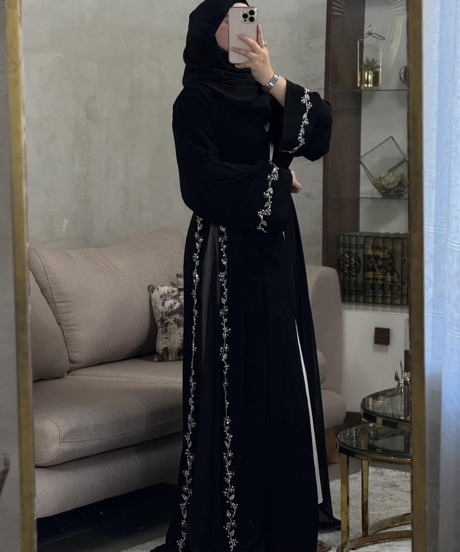 Lilas" Yazlık Resmi Abaya Takımı (Siyah)