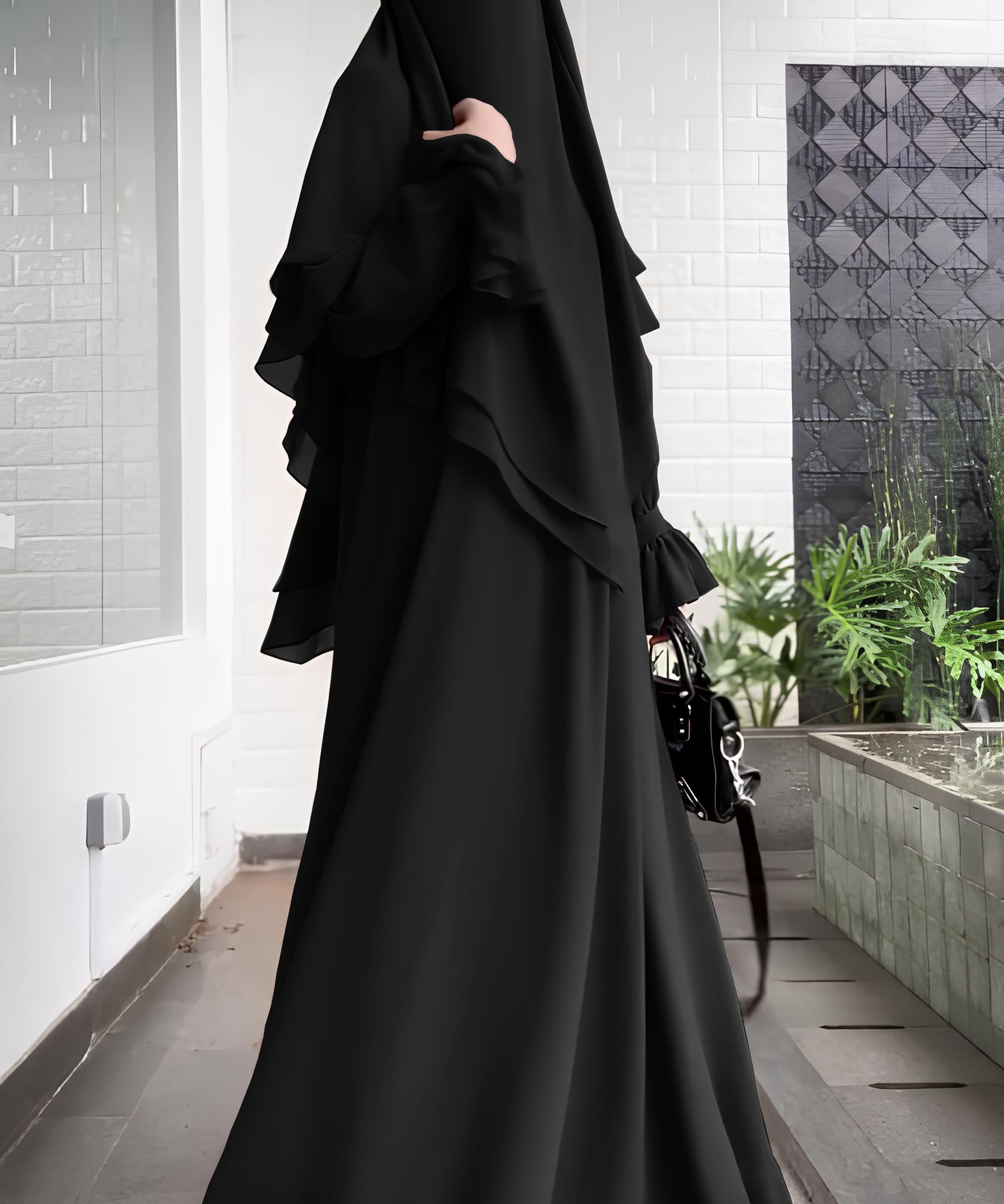 Asma Ferace ve Tesettür İkili Takım (Siyah) 4098