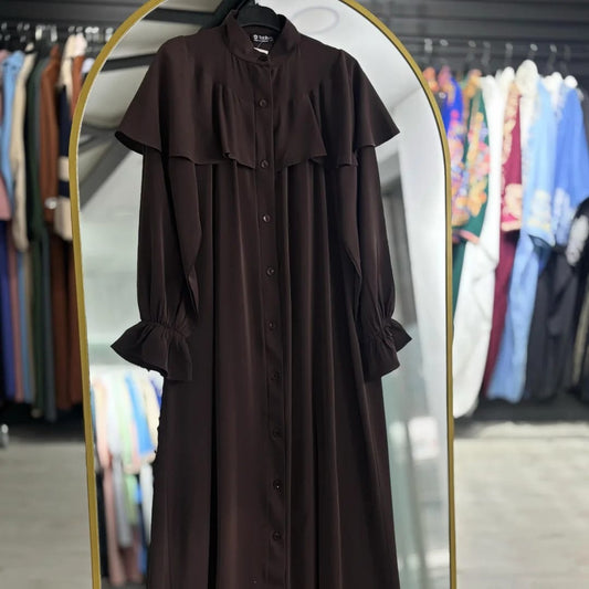 Kahverengi renk Khawla abaya