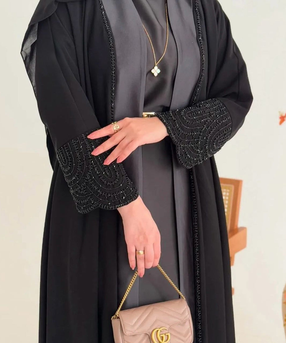 Misk abaya takımı renkli, taş detaylı, yazlık resmi