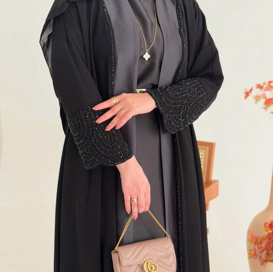 Misk abaya takımı renkli, taş detaylı, yazlık resmi