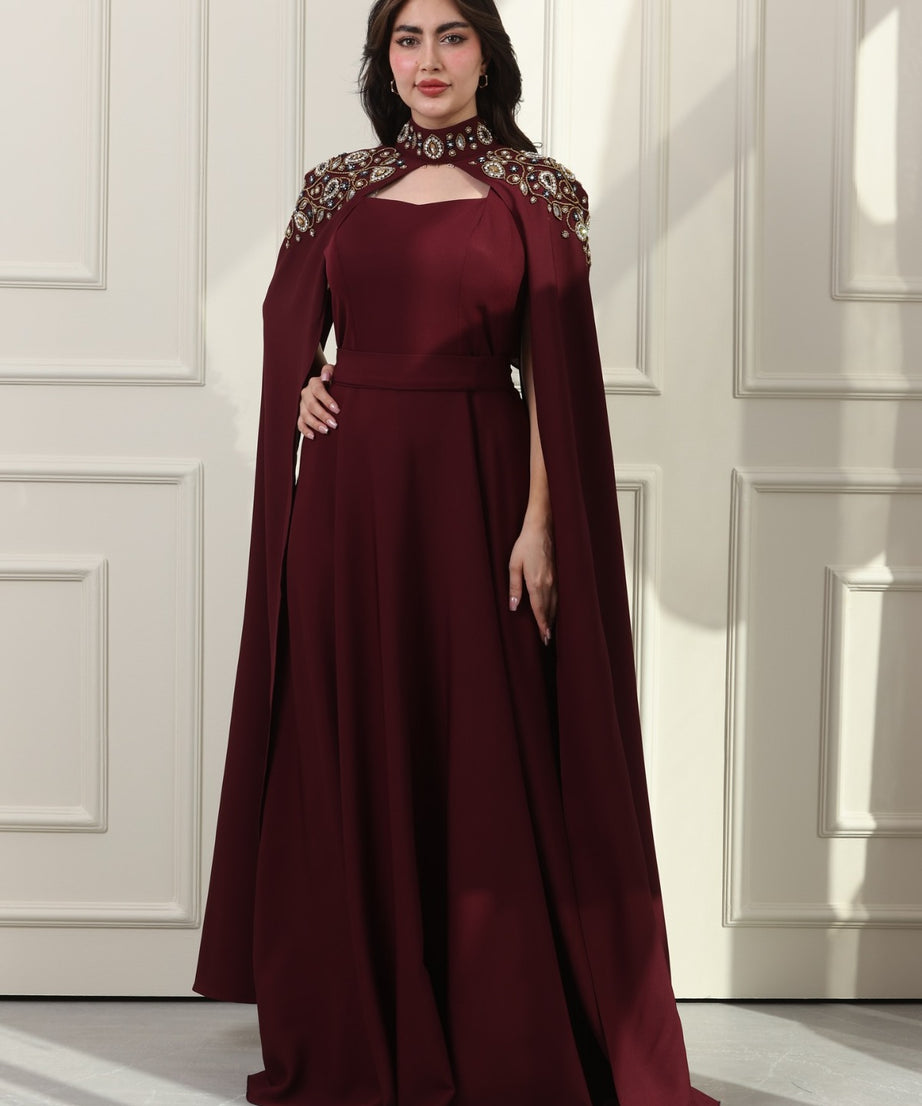 (Bordo) Talin resmi yazlık elbise
