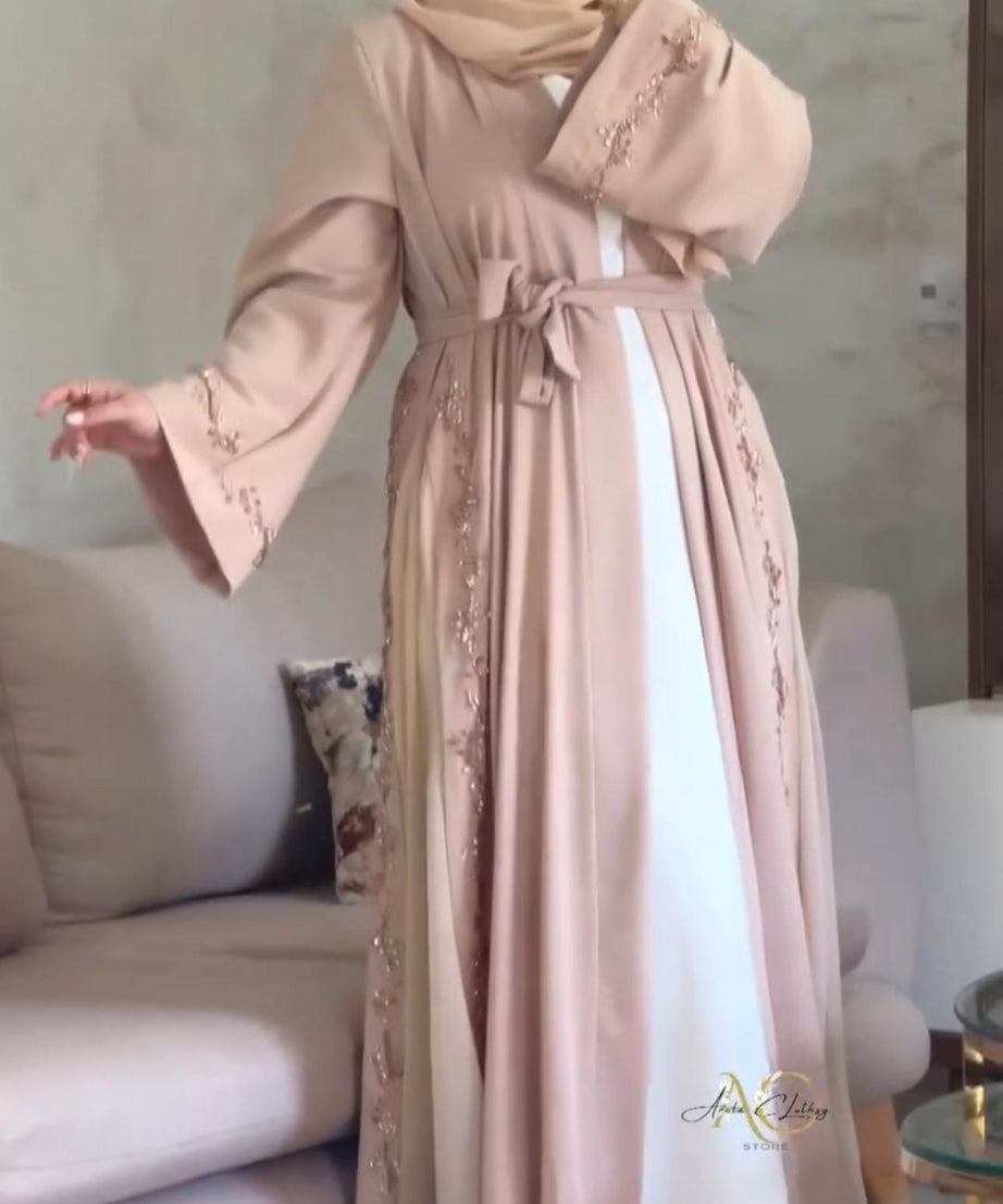 Lilas" Yazlık Resmi Abaya Takımı (Bej)
