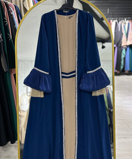 (lacivert )Faten Abaya Takımı Yazlık Resmi