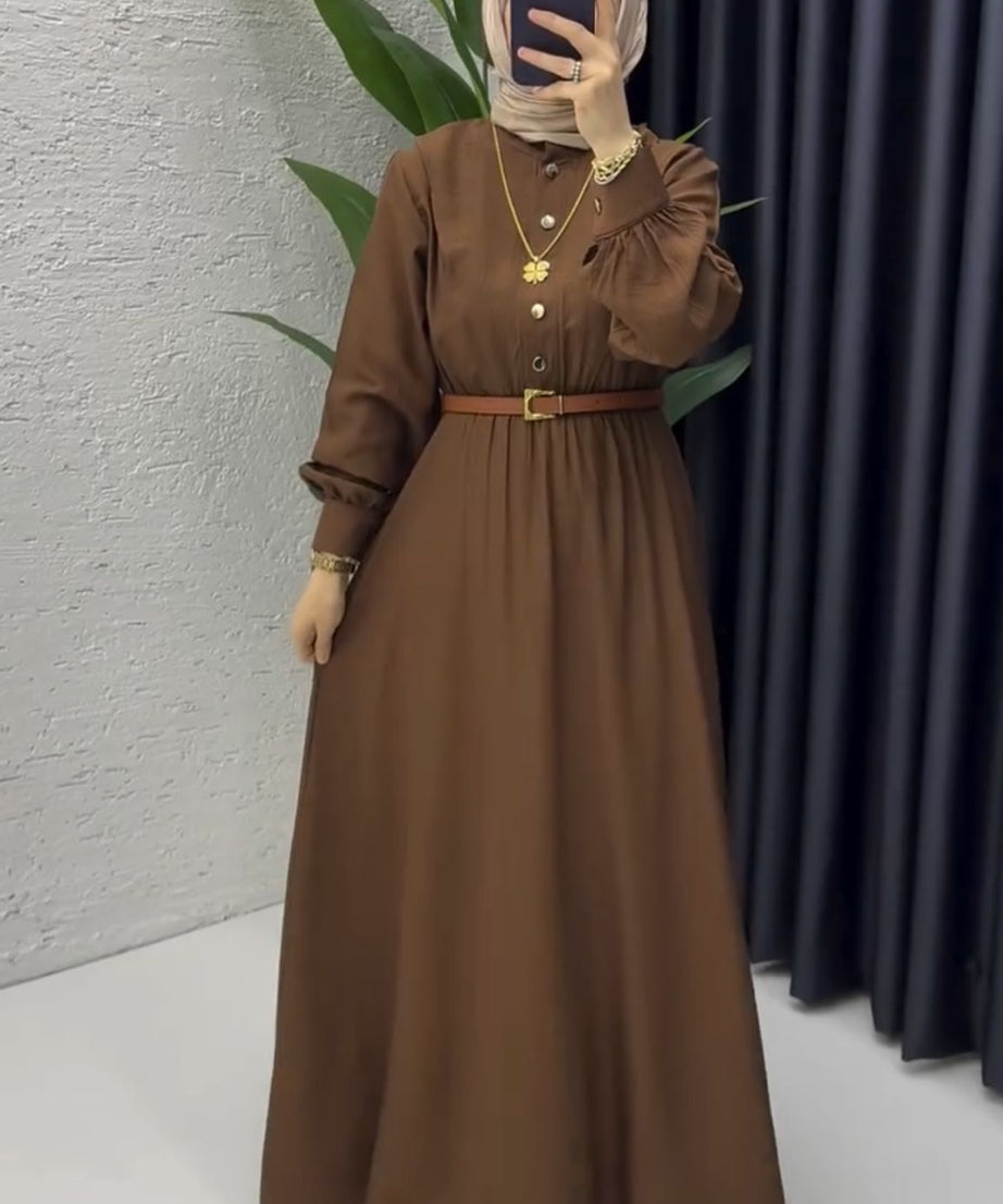 Haya Yazlık Pratik Elbise – Kahverengi